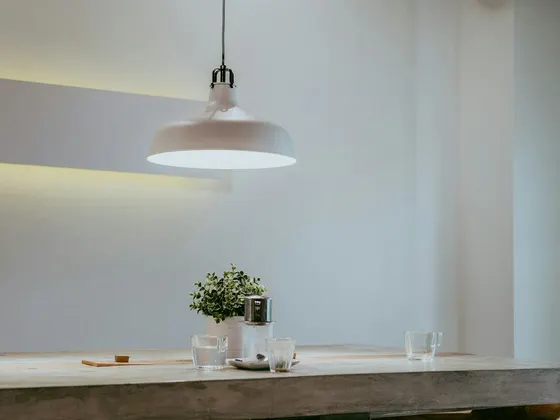 A rattan pendant light